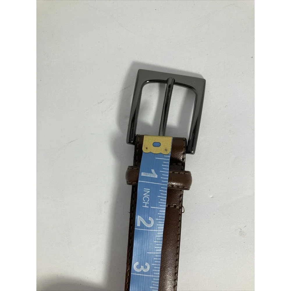 Claiborne Leather Belt Mens 42 Brown Gunmetal Buckle Handcrafted USA Classic‎